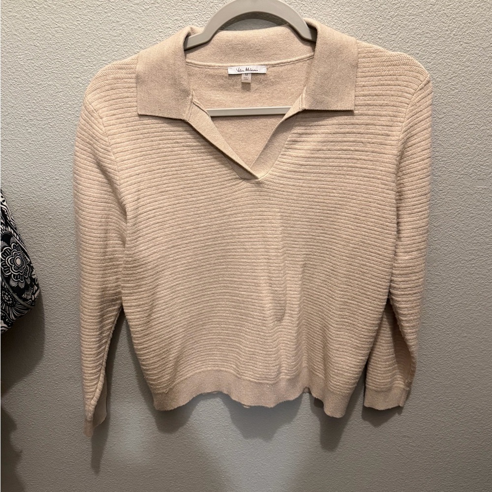 Beige V-Neck Women's Sweater
